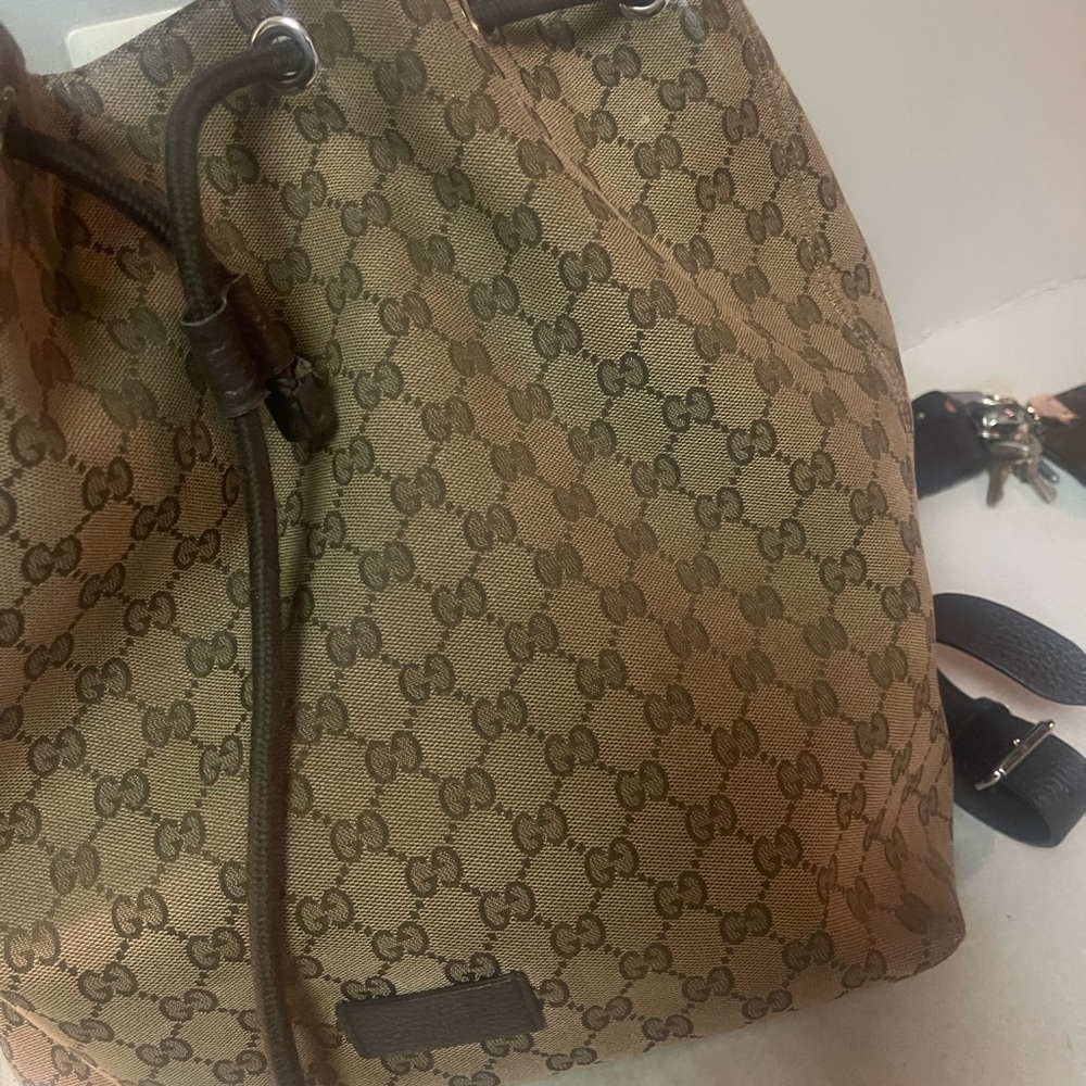 Gucci Brown Monogram Drawstring Bag - image 2